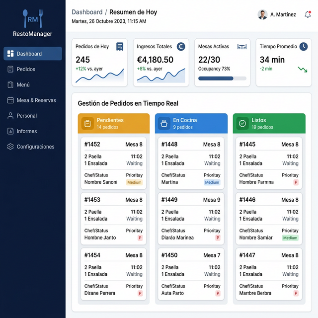 Panel de control MenuQR - Vista del restaurante