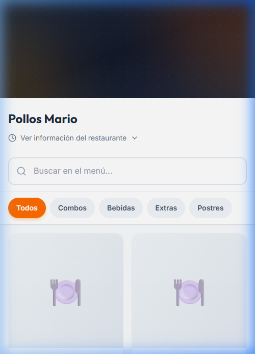 Menú digital MenuQR - Vista del cliente